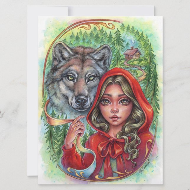 Little Red Riding Hood Art Card Wolf Fairytale   (Front)