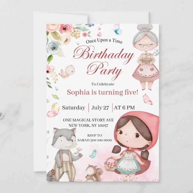 Little Red Riding Hood birthday invitation (Front)