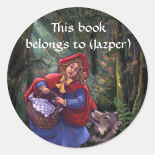 Little Red Riding Hood Bookplate Classic Round Sticker