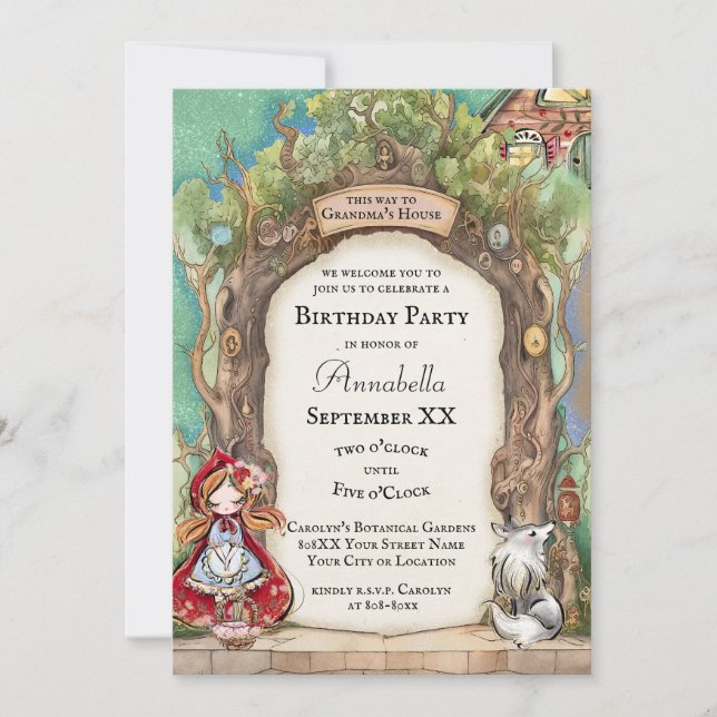 Little Red Riding Hood Colourful Fairy Tale Invitation (Front)