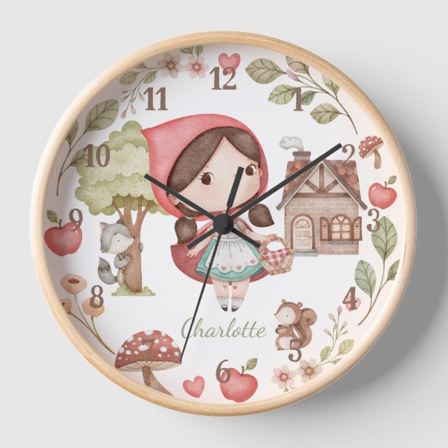 Little Red Riding Hood Cute Whimsical Clock (Front)
