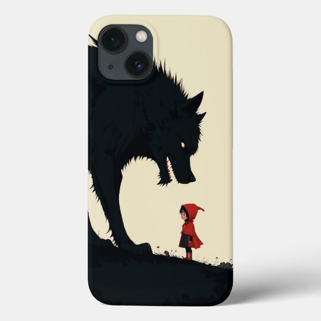 Little Red Riding Hood Facing Menacing Black Wolf Case-Mate iPhone Case (Back)