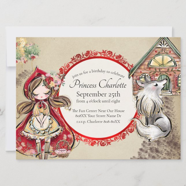 Little Red Riding Hood Fairy Tale Storybook Invitation (Front)