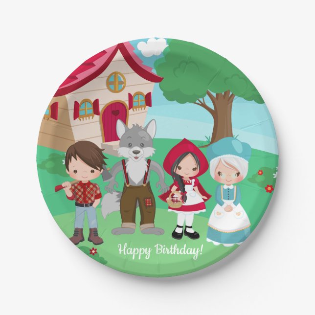 Little Red Riding Hood Fairytale Girls Birthday Paper Plate (Front)