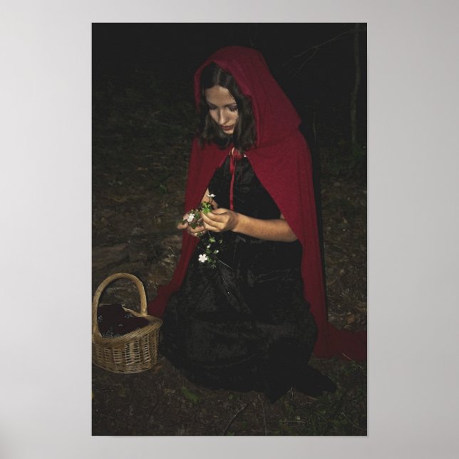 Little Red Riding Hood Gathering Flowers Poster (Front)