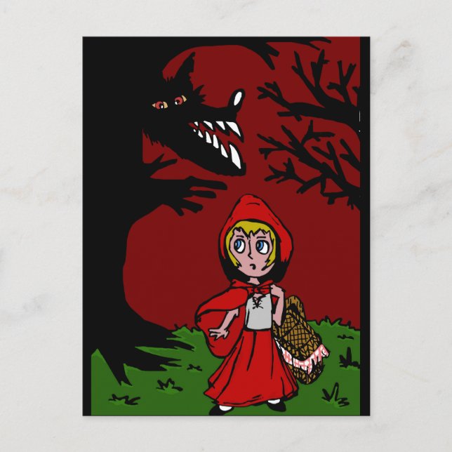 Little red riding hood in the forest postcard (Front)