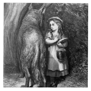 Little Red Riding Hood Meets the Big Bad Wolf Ceramic Tile