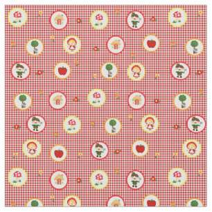 Little Red Riding Hood on Red and White Gingham Fabric