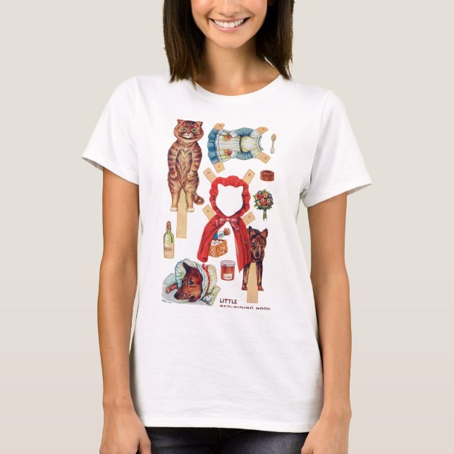 Little Red Riding Hood, Paper Doll, Louis Wain T-Shirt (Front)