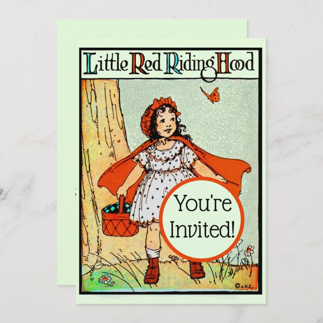 Little Red Riding Hood Vintage Cute Invitation (Front/Back)