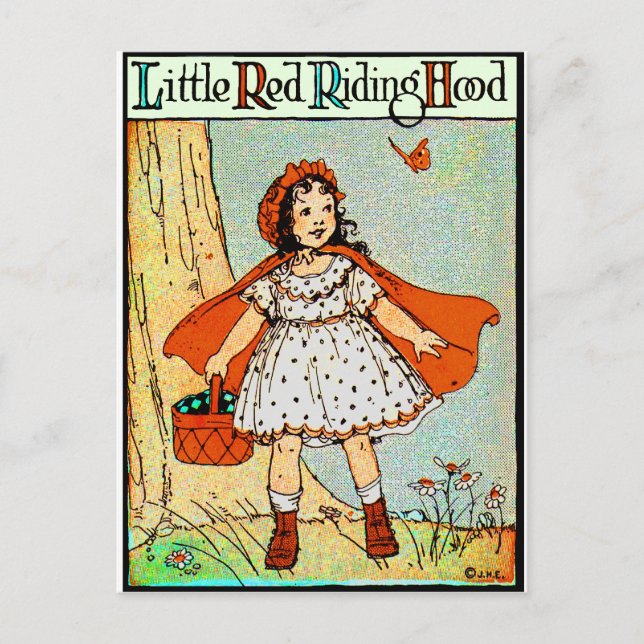 Little Red Riding Hood Vintage Cute Postcard (Front)