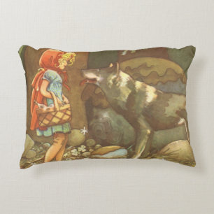 Little Red Riding Hood, Vintage Fairy Tale Decorative Cushion