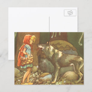 Little Red Riding Hood, Vintage Fairy Tale Postcard