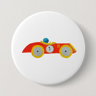 Little Red Roadster Racing Car Child 1st Birthday 7.5 Cm Round Badge