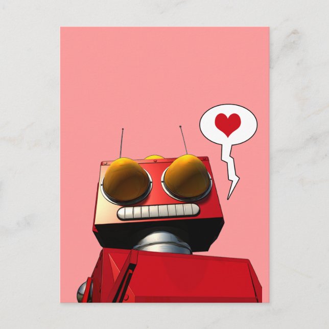 Little Red Robot Love Postcard (Front)