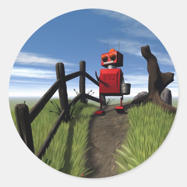 Little Red Robot Sticker (Front)