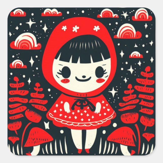Little Red’s Starry Forest Square Sticker (Front)