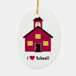 Little Red School House I Love School Ceramic Ornament