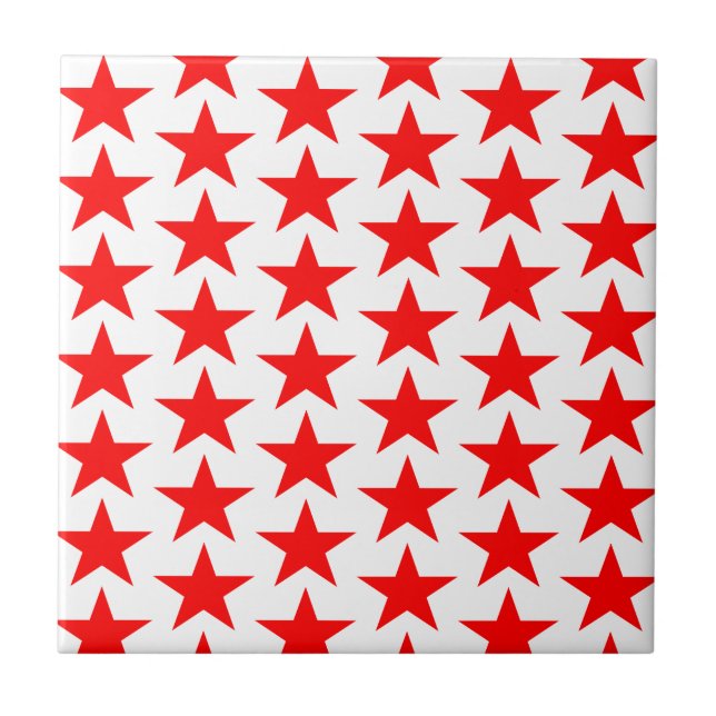 Little Red Stars Pattern Ceramic Tile (Front)