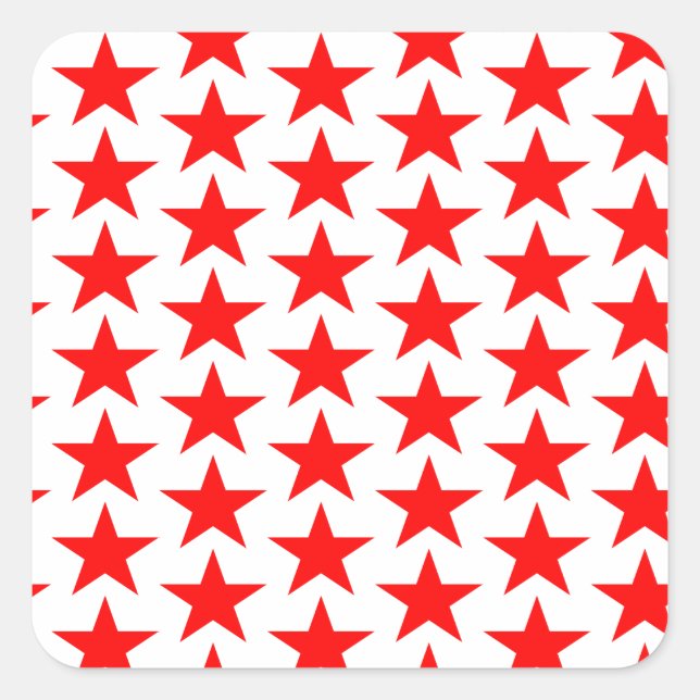 Little Red Stars Pattern Square Sticker (Front)