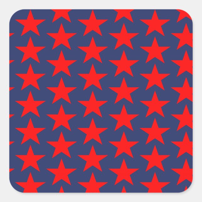 Little Red Stars Pattern Square Sticker (Front)