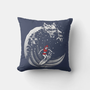 Little Red Surfing Hood Throw Pillow