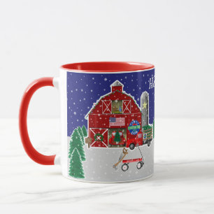 Little Red Truck Christmas Tree Farm and Barn Mug