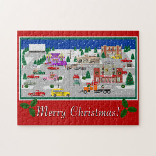 Little Red Truck Country Village Jigsaw Puzzle