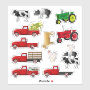 Little Red Truck Farming Stickers