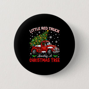 Little Red Truck Hauling A Christmas Tree 6 Cm Round Badge