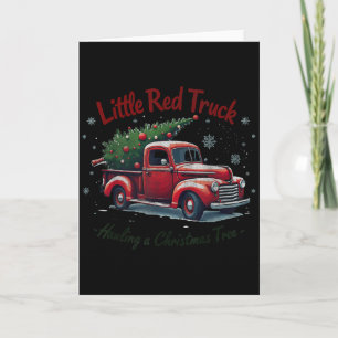 Little Red Truck Hauling A Christmas Tree Family M Card