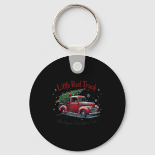 Little Red Truck Hauling A Christmas Tree Family M Key Ring