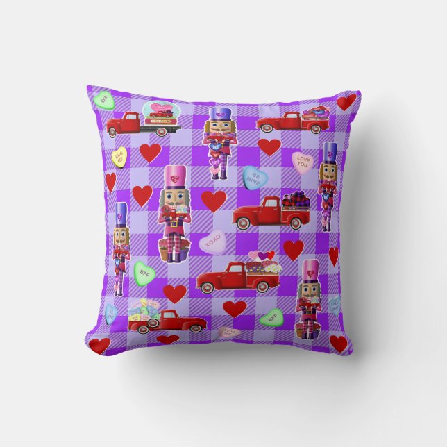 Little Red Truck Valentine's Reversable Cushion (Front)