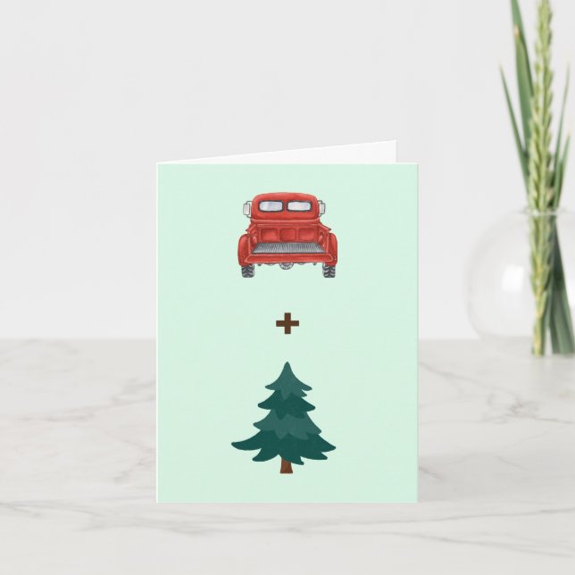 Little Red Truck with a Christmas Tree Holiday Card (Front)