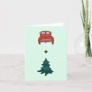 Little Red Truck with a Christmas Tree Holiday Card