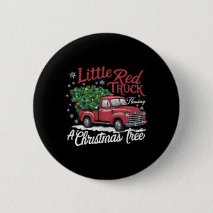 Little Red Trucks Hauling Santa Christmas Tree Par 6 Cm Round Badge