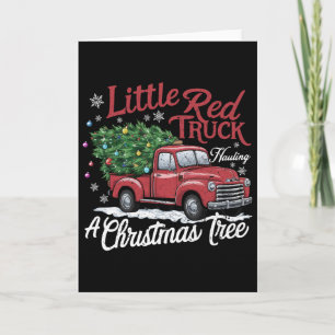 Little Red Trucks Hauling Santa Christmas Tree Par Card