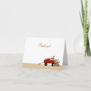 Little Red Wagon Teddy Bear Folded Thank you notes