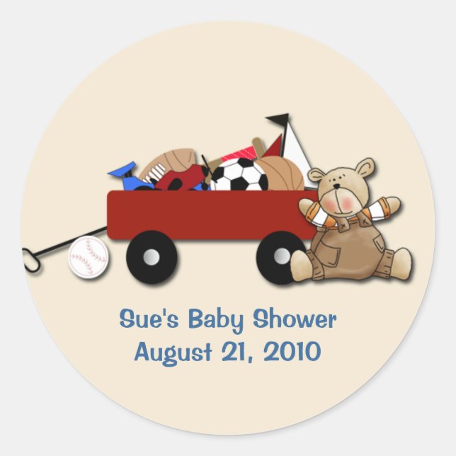 Little Red Wagon Teddy Bear Sports Custom Sticker (Front)