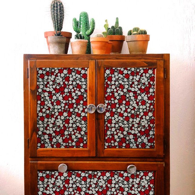 Little Red, White & Grey Flowers Pattern Decoupage Tissue Paper (Creator Uploaded)