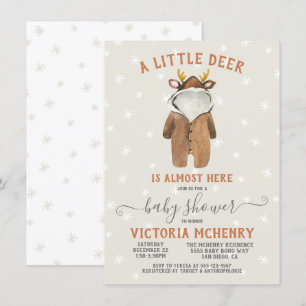Little Reindeer Christmas Winter Baby Shower Invitation
