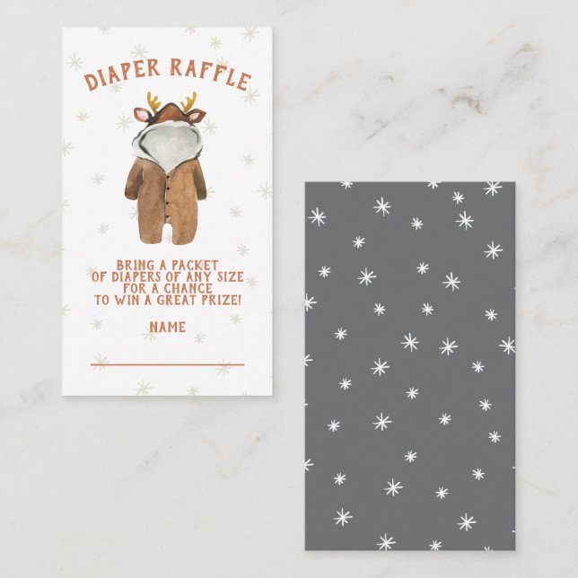 Little Reindeer Christmas Winter Diaper Raffle  Business Card (Front/Back)