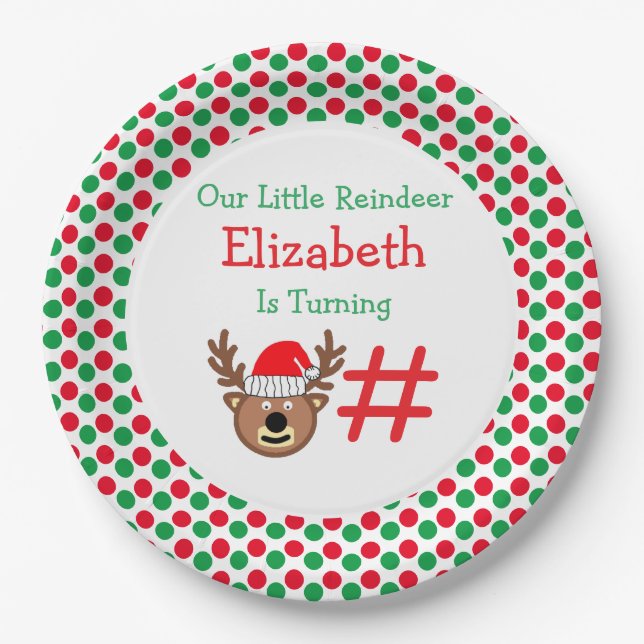Little Reindeer Kids Birthday Paper Plate (Front)