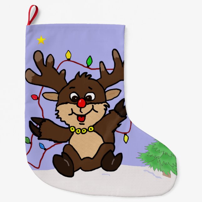 Little Reindeer Large Christmas Stocking (Front)
