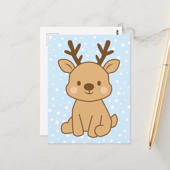 Little Reindeer Postcard (Front/Back In Situ)