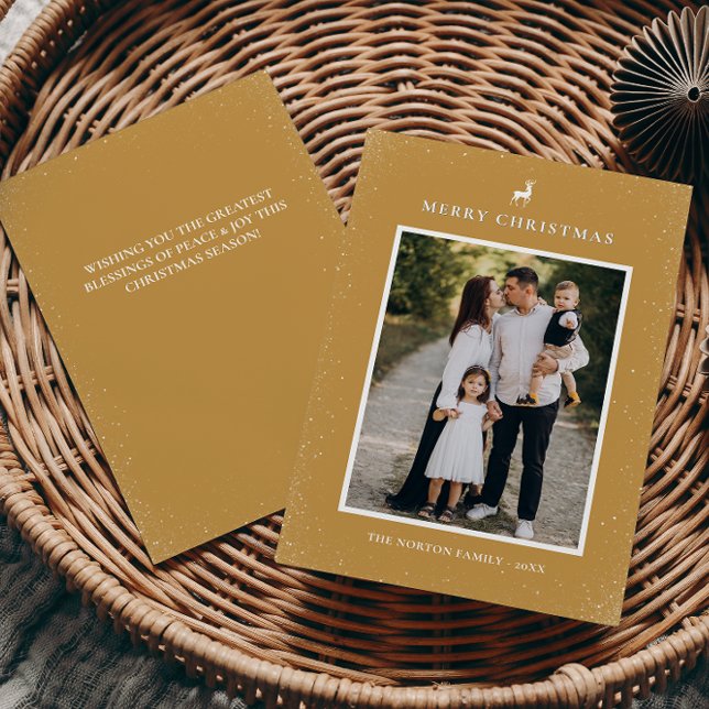 Little Reindeer Simple Snowflakes Custom Photo  Holiday Card (Creator Uploaded)