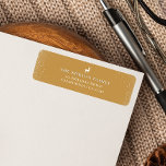 Little Reindeer Simple Snowflakes Ochre Christmas  Return Address Label<br><div class="desc">Simple, stylish, and trendy festive return address label featuring an adorable reindeer alongside your family’s address details in white on a rich Ochre yellow background with a soft snow flurry border. The greeting, name, and address can be easily customised for a personal touch. This unique Christmas label, perfectly paired with...</div>