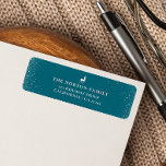 Little Reindeer Simple Snowflakes TEAL Christmas  Return Address Label<br><div class="desc">Simple, stylish, and trendy festive return address label featuring an adorable reindeer alongside your family’s address details in white on a deep TEAL GREEN BLUE background with a soft snow flurry border. The greeting, name, and address can be easily customised for a personal touch. This unique Christmas label, perfectly paired...</div>