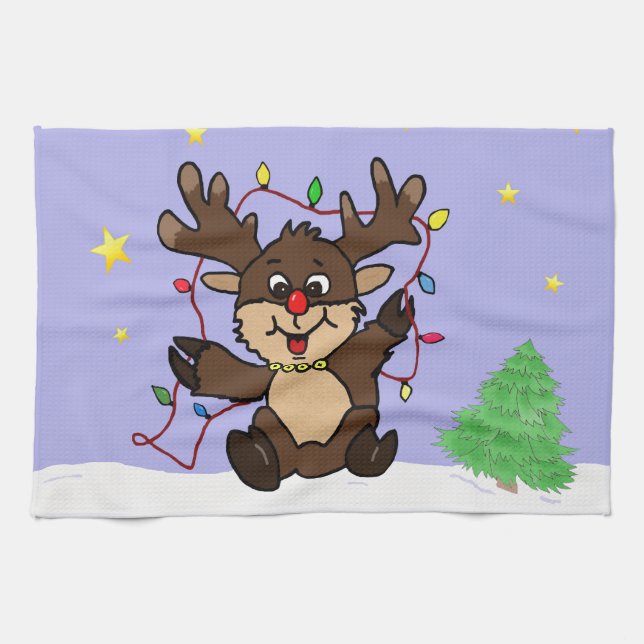 Little Reindeer Tea Towel (Horizontal)