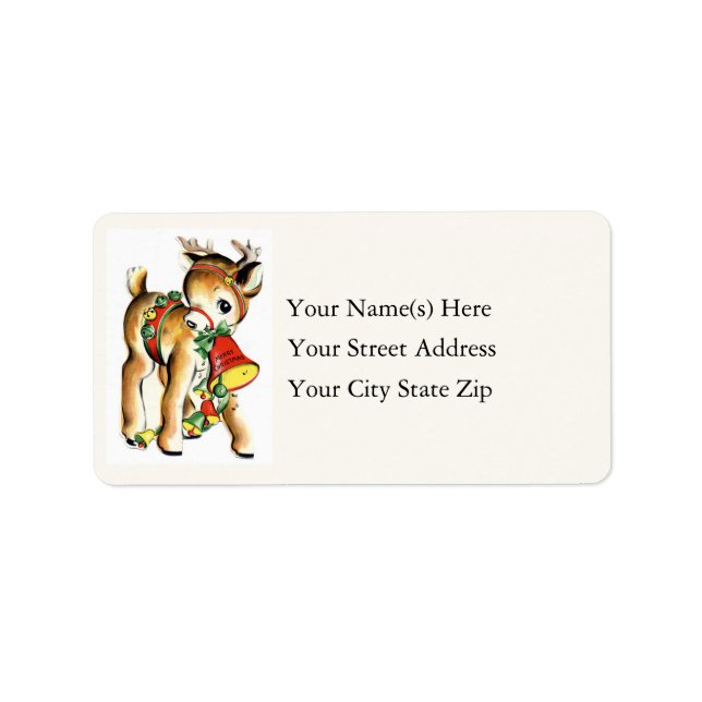 Little Reindeer Vintage Address Label (Front)